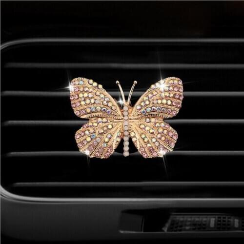 Diamond Butterfly Car Air Freshener Auto Outlet Perfume Clip Ornament In Car Diffuser Bling Car Accessories Interior Decor Gifts