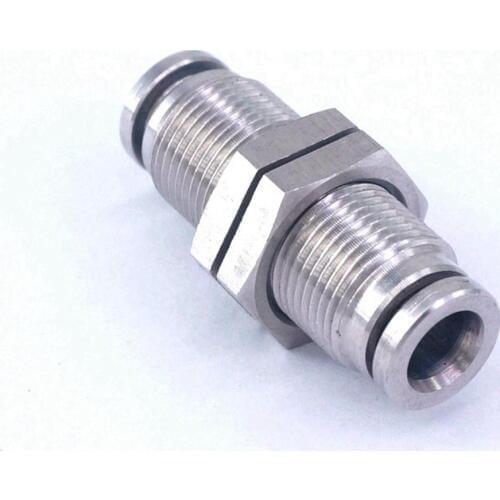 6mm Equal Outer Diameter 304 Stainless Steel Bulkhead Union Push In Pneumatic Quick Fitting Anticorrosion Antioxidation
