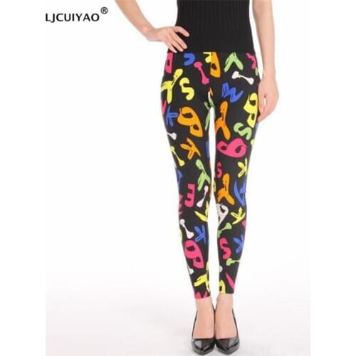LJCUIYAO Black Sport Leggings for Fitness Women Push Up Elastic Letters Print Legging High Waist Plus Size Workout Gym Pants