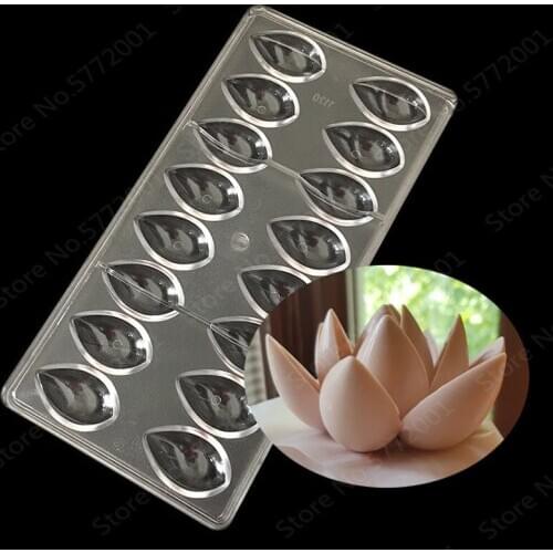 3D Lotus Shape Polycarbonate Chocolate Mold, Kitche Bakeware Candy Mold Cake Candy PC Chocolate Mould Baking Pastry Tools