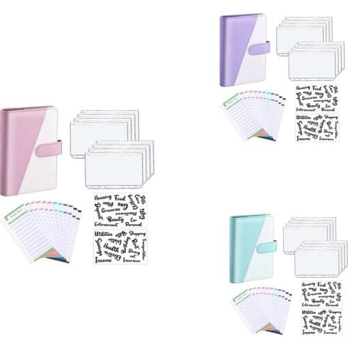 PU Leather Notebook Binder Budget Planning Notepad Transparent Material is Clear,Convenient, Suitable for Daily
