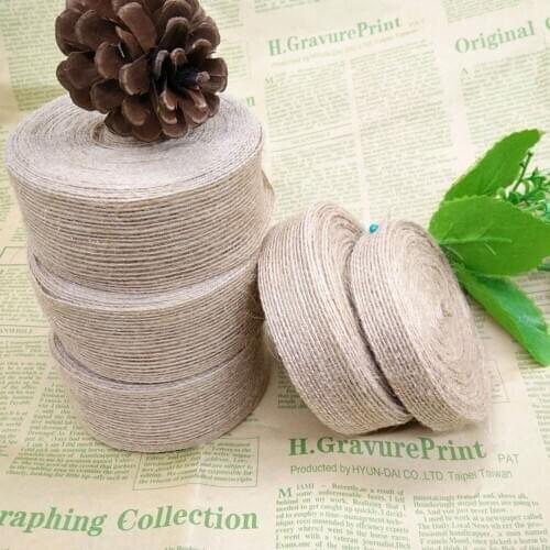 10M Natural Jute Burlap Hessian Ribbon Rolls Vintage Rustic Wedding Decoration Christmas Gift Wrapping Festival Party Home Decor
