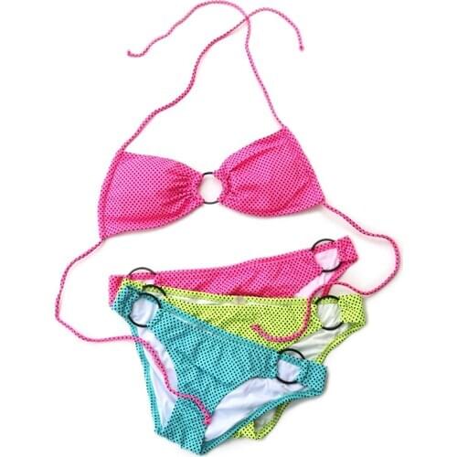 Summer Bikini Brazilian Pink Wave point print Swimwear Women Thick Swimsuit Girl Bandage girl Sexy push up Bikinis