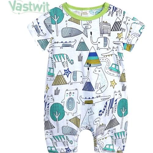 Summer Kid Jumpsuit Infant Costume Cartoon Print Short Rompers Cotton Clothing Baby Romper Newborn Baby Girl Boys Babies Roupas