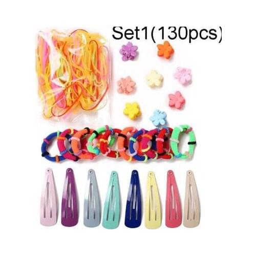 Hot Selling Multi-color Drop-shaped Flower Hairpin Rubber Band Combination Set Creative Simple Headdress Set
