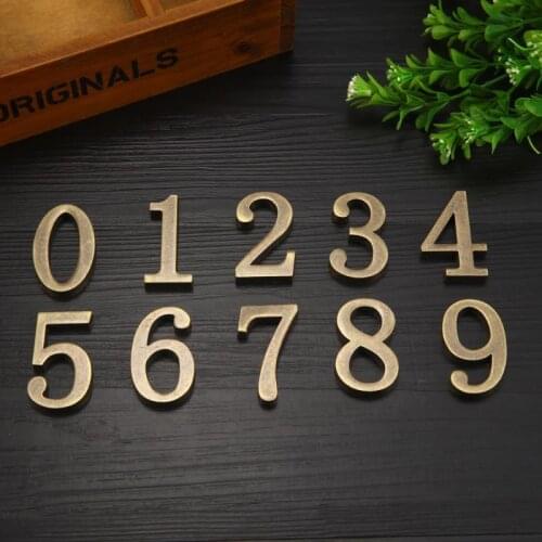 Retro Metal Bronze House Number Door Plate Custom Sign Door Number Sticker Plaque Hotel Apartment Villa Home Door Plate