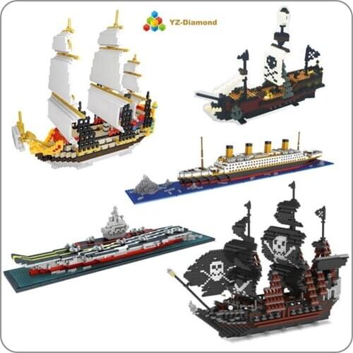 YZ Mini Blocks Cartoon Corsair Boat Model Building Bricks Ship Beautiful Titanic Brinquedos Educational Toys for Children Gifts