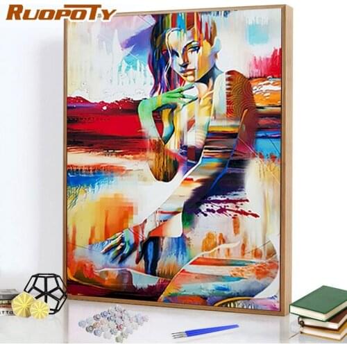 RUOPOTY 40x50cm Abstract Girl painting by numbers Figure For Adult On Canvas pictures Home Decoration DIY For Unique Gift