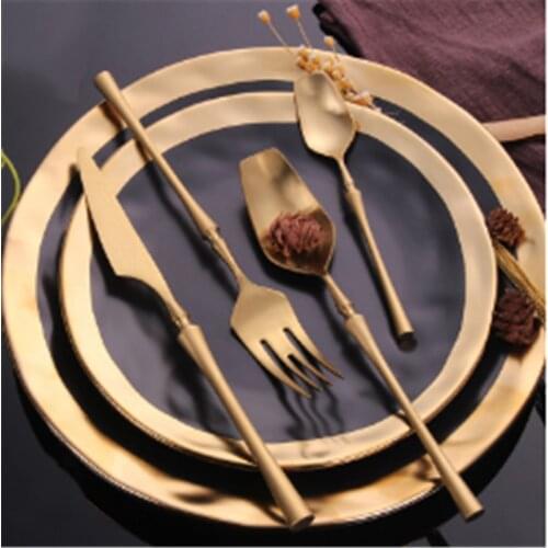 Stainless Steel Cutlery Set Restoring Ancient Gold Western Food Dinnerware Tableware Christmas Gift Steak Forks Knives Spoons