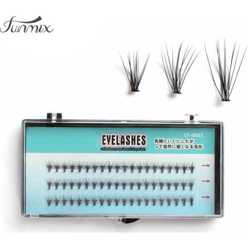 FUNMIX Hot Sale 10 Root False Eyelashes Individual Natural Long Mink Fake Eyelashes Extension