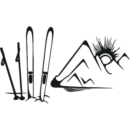 Car Stickers Ski Equipment Car Stickers Car Decoration Products PVC Decals Creative Waterproof Sunscreen Black/white,18cm*11cm