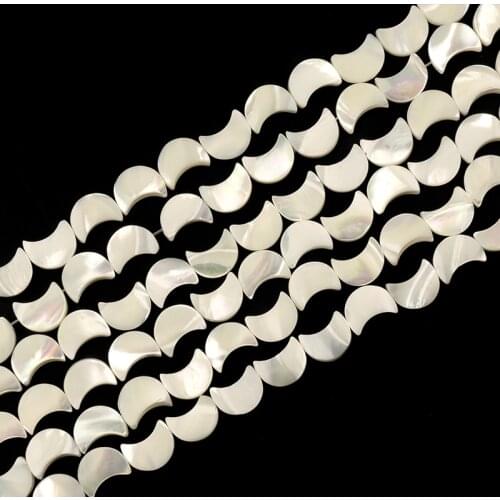 Natural Mother Of Pearl Shell Beads,Moon Shape Beads,Flat Round Spacer Beads,Stone Beads,15.5"/String