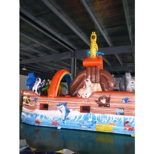Latest Design Animals House Topic Ship Appearance Customized PVC Inflatable Bouncer Castle trampoline jumping house with slide