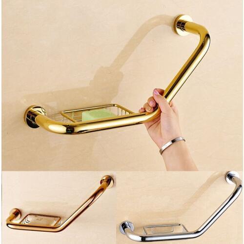 Bathroom Armrest Black/Gold/Chrome/Rose Gold Brass Bathroom Handle Bathtub Armrest Handrail Grab Bars Luxury Hand Bar Safety Bar