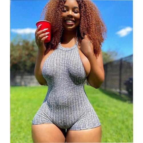 European and American Sexy Casual Womens Wear Neck Collar Sleeveless Tight Shorts