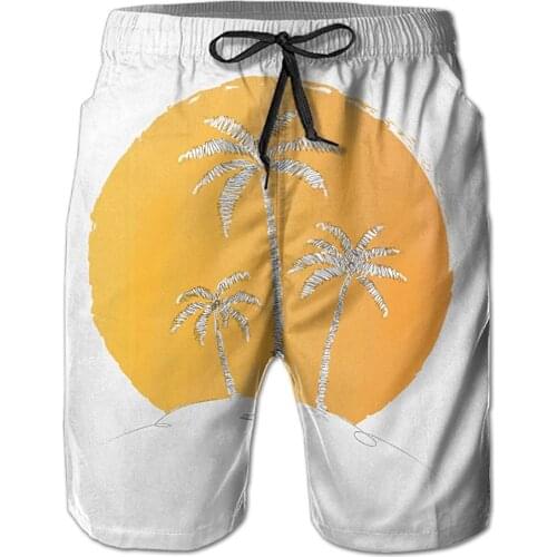 Mens Shorts Mens Beach Shorts Swim Trunks Sunset Palm Tree Board Shorts With Pockets