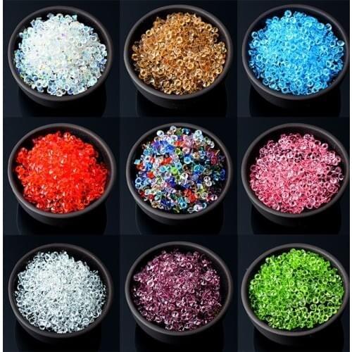 SS6-SS12 1400P 15 Colors Mix Cone Point Transparent Rainbow Glass Rhinestone For 3D Nail Art DIY Jewelry Apprael Home Decoration