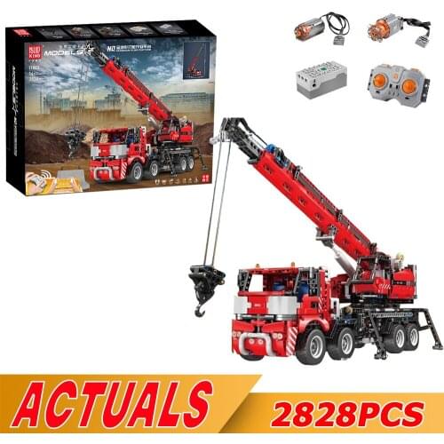 MOULD KING 17003 High-tech APP RC Truck Toys The All-Terrain Piling Paltform Crane Model Building Blocks Bricks Kids DIY Gifts