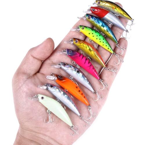 Sinking Minnow 10pcs Wobblers Fishing Lures 6cm 6g Trout Artificial plastic Hard Bait Jerkbait Crankbait Bass Fishing Tackle