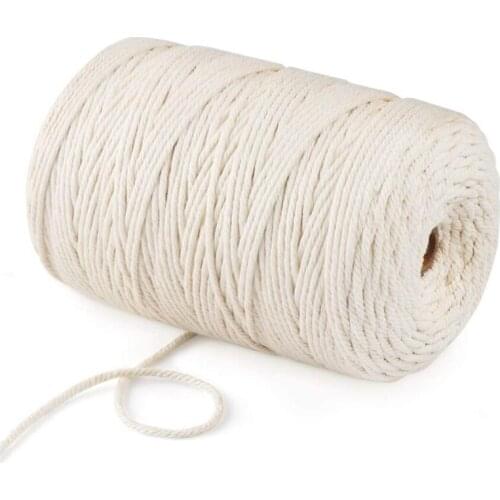 300M IN STOCK 3mm 4mm Macrame Rope Twisted String Cotton Cord For Handmade Natural Beige Rope Diy Home Wedding Accessories Gift