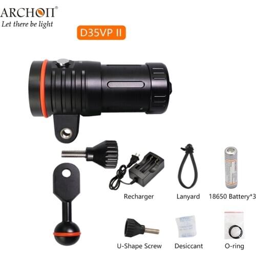 ARCHON D35VP II W41VP Diving Video Light 4* CREE XM-L2 max 2600 lumen dive torch 100m underwater Spot light with battery charger
