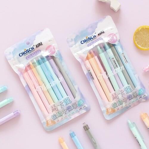YHSMTG 8pcs Macaron Color Pens Set Mild Colors 0.5mm Ballpoint Roller Ball Pen Writing Marker Liner Office School Supplies Gift