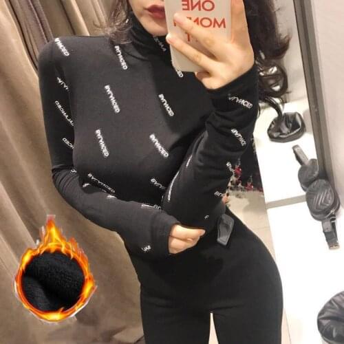 Female Sexy Long Sleeve T-shirt Letter Print Tunic Fashion Korean Style Women Clothes Tshirt Playeras Mujer Autumn Summer Tops