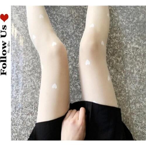 Gothic Love Printed Pantyhose Women Summer 2021 Japanese Harajuku Black Stockings Lolita Kawaii Anti-snagging Sexy Tights Woman