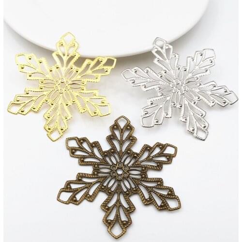 20 Pieces DIY Jewelry Components 68mm Mix Metal Filigree Big Snowflake Flower Slice Charms base Setting Spacers Jewelry