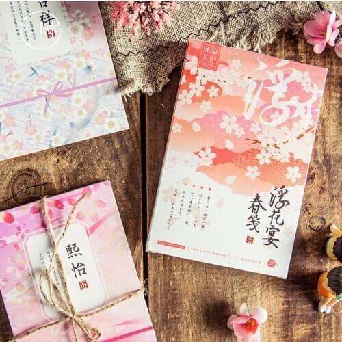 30 Sheets/Set Beautiful Floating Fower Postcard/Greeting Card/Message Card/Birthday Letter Envelope Gift Card