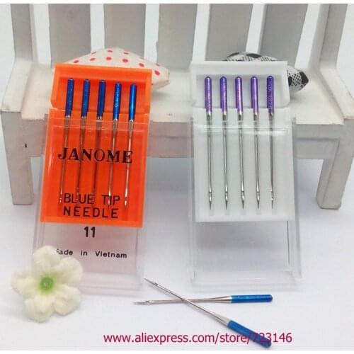 5PCS Janome-Sewing-Machine Purple Tip Needles 14/90 for Brother, Singer, Janome New Home, Elina, Pacesetter, Elnita, Pfaff