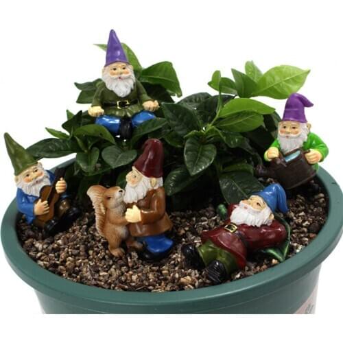 5pcs Fairy Garden Miniatures Gnome Dwarf Crafts Ornaments Outdoor Garden Gnomes Figurines Resin Dwarf for Bonsai Pot Decoration