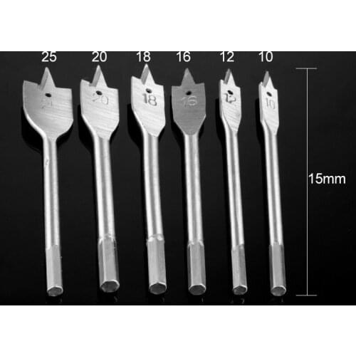HOEN 6Pcs Woodworking Spade Drill Bits10-25mm Wood Flat Drill Set 1/4 Shank Electric Tools Accessoies Ferramentas Herramientas