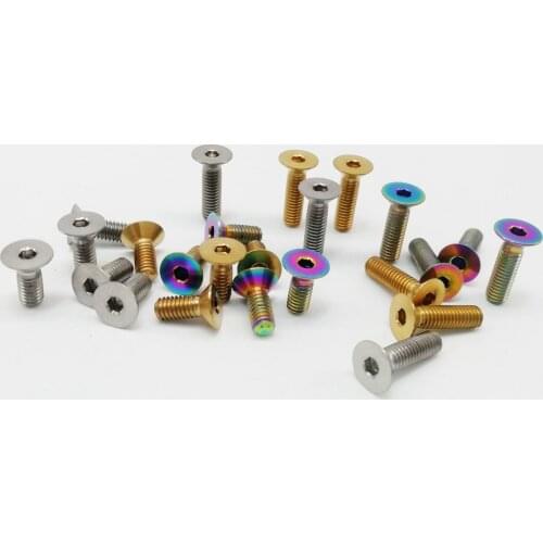 M4x10mm M4X15mm Titanium Ti Countersunk Gold Rainbow Hexagon Socket Head Bike Screw Bolt 4pcs/lot