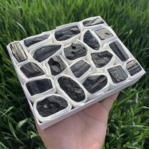 1 box Black Tourmaline Natural Stone Chakra Healing Stones Crystal Gemstone Rough Rock Mineral Specimen Stone Home Decor