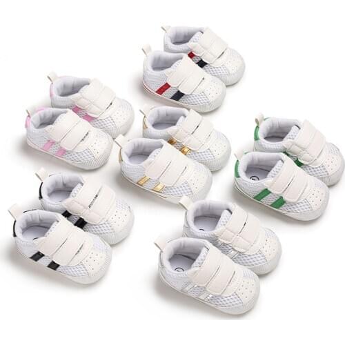 Baby Shoes Cotton Fabric Shoes Sports Sneakers Newborn Baby Boys Girls Stripe Pattern Shoes Infant Toddler Soft Anti-slip Shoes