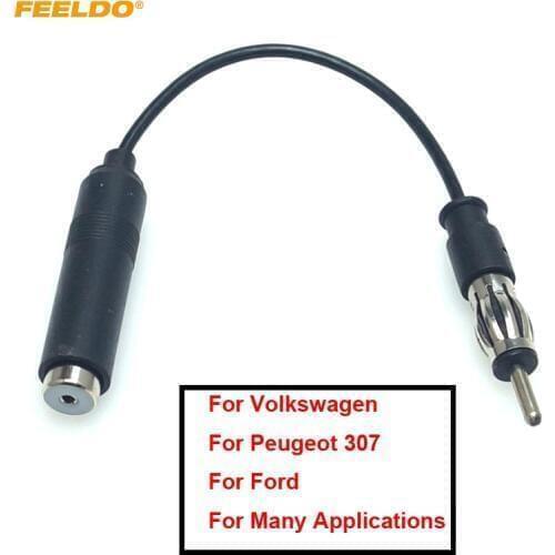 FEELDO 1Pc Auto Car Stereo Audio Radio ISO TO DIN Male Aerial AM/FM Antenna Extension Cable Plug Adapter