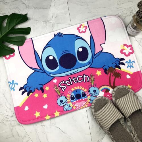 Lilo Stitch Flannel Bath Mat Bath Rug Absorbent Soft Bathroom Rugs Carpet for Shower Tub Bedroom Entry Machine Washable 40x60cm