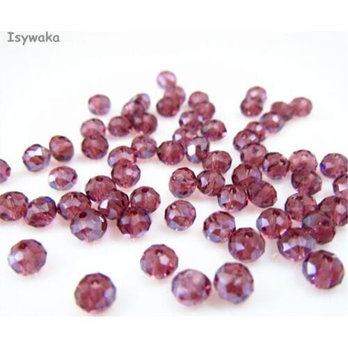 Isywaka Purple Red AB Color 3*4mm 145pcs Rondelle Austria faceted Crystal Glass Beads Loose Spacer Round Bead for Jewelry Making