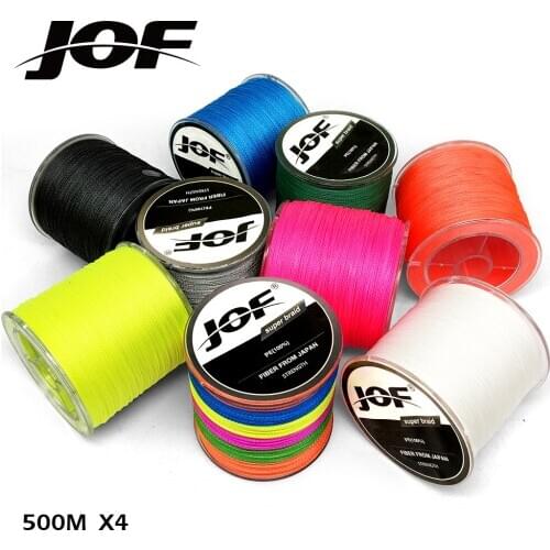 JOF PE Braided Fishing Line Multifilament Fishing Cord Strong 4 Strands 500M Fishing