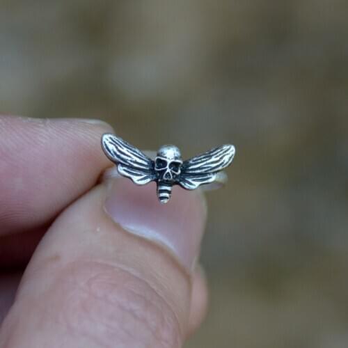 Death Head Ring Tiny Skull Butterfly Insect Ring For Women Jewelry Gift