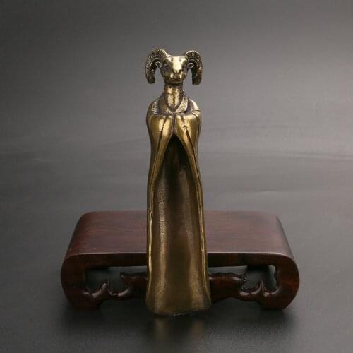 Newest Tea Scoop Shovel Brass Copper Goat Head Coffee Black Tea Spoon Powder Teaspoon Teaware Tea Ceremony Figurines Miniatures