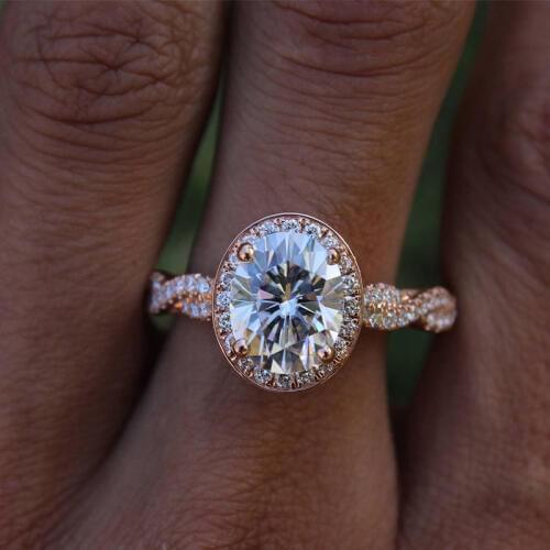 Newest Elegant Dainty Oval White Crystal Ring for Women Rose Gold CZ Engagement Rings In Copper Promise Ring With Best Gift Box