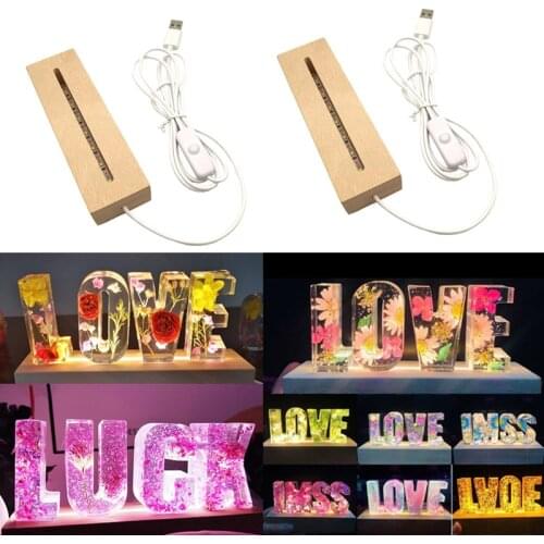 3 Types Wood Shiny Lamp Rectangle Display Base for Resin DIY Epoxy Resin Casting Accessories