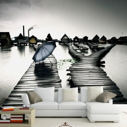 Dropship Photo Wallpaper High Definition Romantic Seaside Wooden Trestle Landscape Wall Business Hotel Background Wallpaper