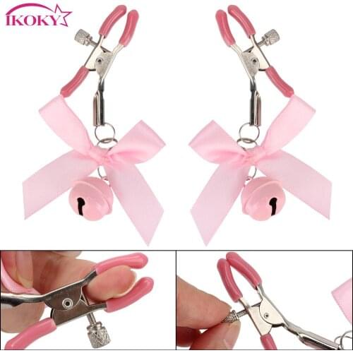 Breast Bondage Adjustable Torture Play Clamps Sex Toys for Couple Metal Nipple Clips Nipple Stimulator with Small Bell