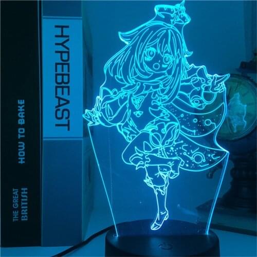 Genshin Impact 3D Illusion Lamp LED Night Light Lamp Tartaglia Xiao Venti Keqing Zhongli Bedroom Decor Atmosphere Gift