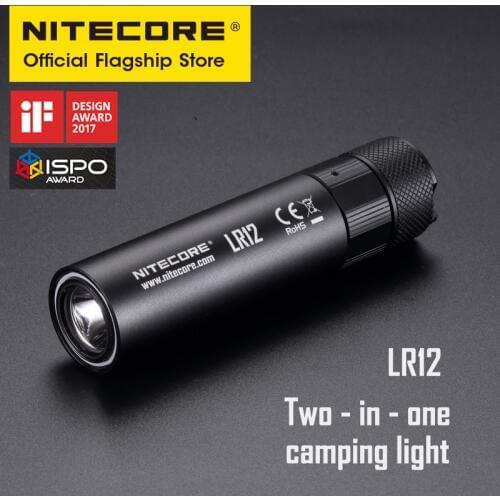 NITECORE LR12 ultra bright mini flashlight 2 in 1 camping Lantern floodlight multi-purpose Led EDC Search Flashlight 1000 Lumens