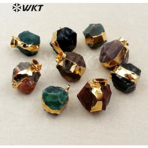 WT-P1282 WKT New Approach Material Natural Indian Stone Round Shape Pendant With Gold Trim For Women Fashion Jewelry Pendant