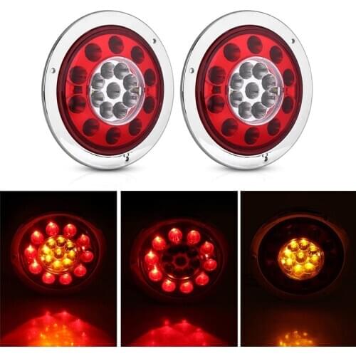 For Truck Van Trailer Round 19 Led Rear Stop Light Tail Brake Turn Signal Lamp Trailer Round Hamburger Lamps Car Accessories